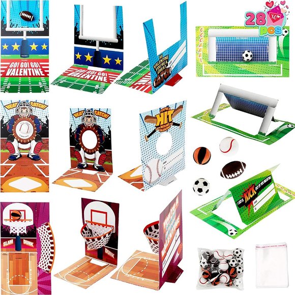 Other - 28 pcs Fun Valentine Sports Game Card and Erasers for Kids Party Favor,